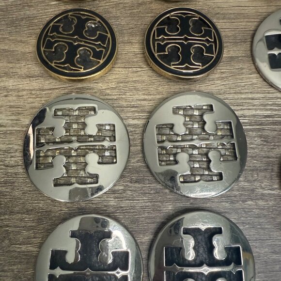 Lot of 11 Tory Burch Gold & Silver Metal Replacement Button Medallions Upcycle - Picture 3 of 7